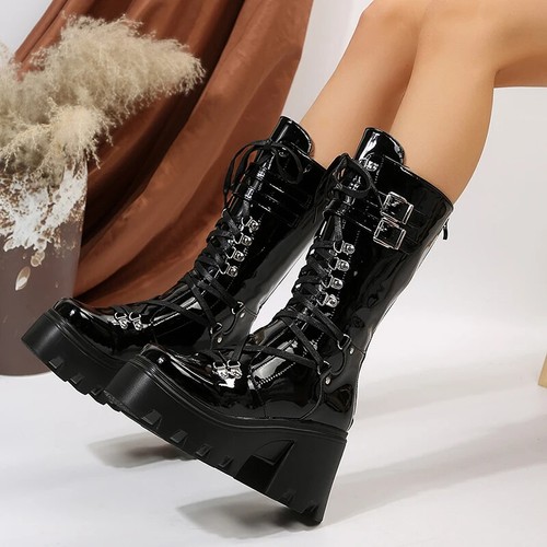 Women Motorcycle Boots Wedges Flat Shoes main image 1