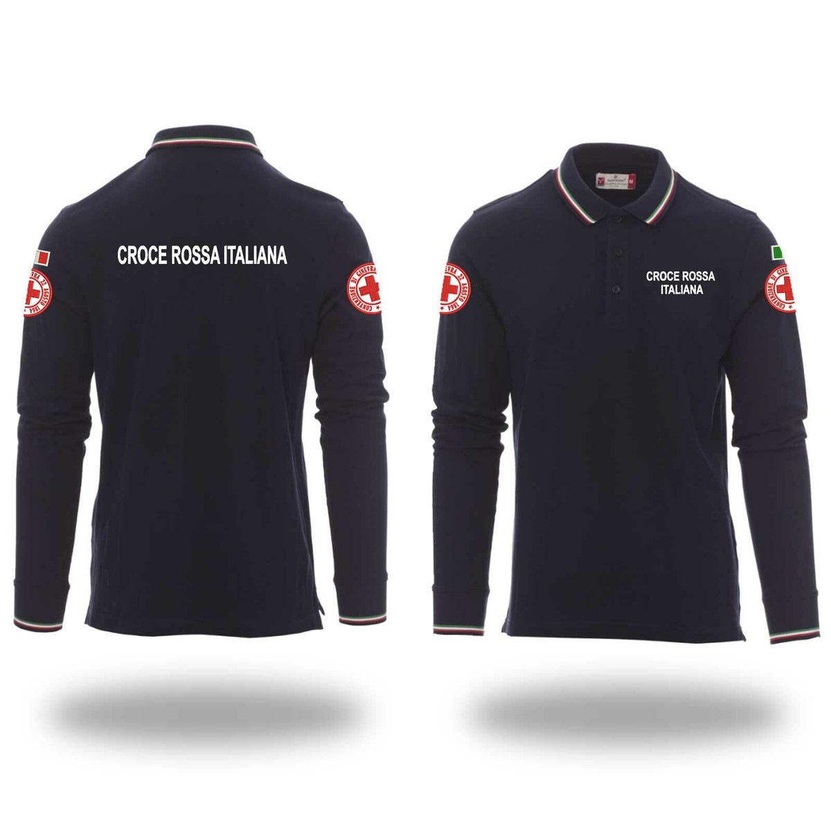 POLO manica lunga MAGLIA FELPA CROCE ROSSA RICAMO DIRETTO