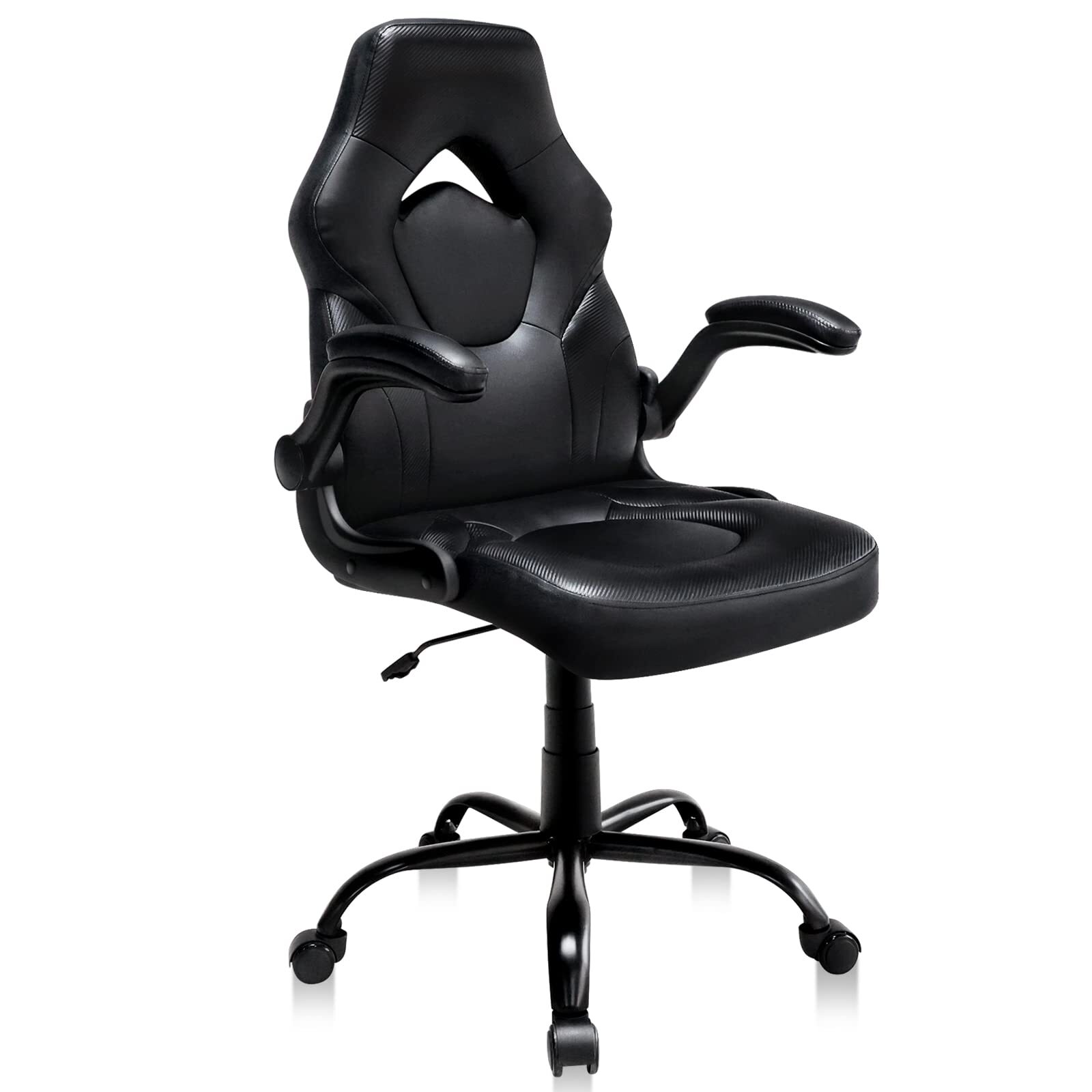 Ergonomic Office Gaming Chair with Flip-Up Armrests & Bonded Leather Design-image