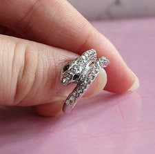 Snake Rings - Silver w/ Rhinestones - Adjustable R31 