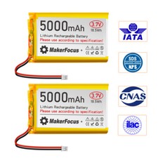 2x 3.7V 5000mAh Lithium Polymer Rechargeable Battery PH2.0 Plug Raspberry Pi UPS