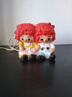 Vtg. Raggedy Ann & Andy Vinyl  Night Light Lamp Nan San Ind Inc. 1969 Working
