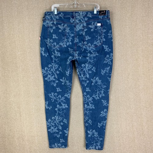 Jen 7 For All Mankind Jeans 18 *38x29* Women Floral Skinny High Rise Waist Blue - Picture 9 of 12