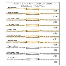 Gold ID Bracelet - 14K Yellow or White Gold - Figaro, Curb, and Anchor Link