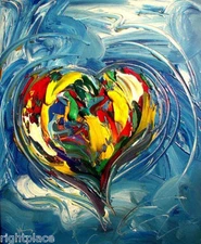 HEART ON BLUE MARK KAZAV  Modern  Original Painting  Stretched 1WERG5