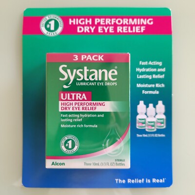 3 Pack Systane Ultra High Performance Dry Eye Hydration Relief 10ml Exp 9/27 NEW