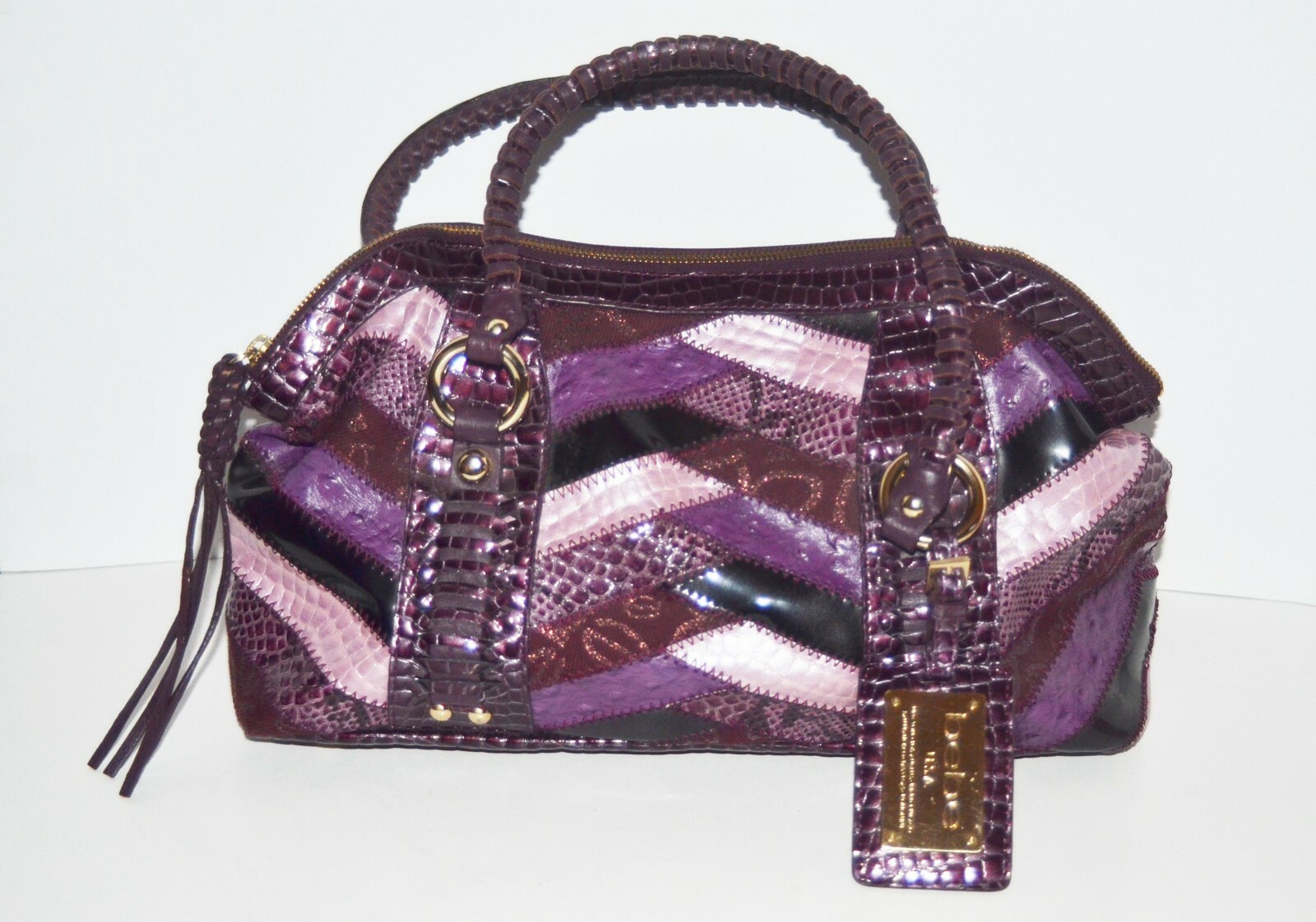 Bebe Handbag Purse Patch Work Design Multi-Color … - image 1