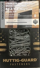 HUTTIG-GUARD 5# Box Stainless Steel 8d X 2-1/2" Ring Shank Siding Nails