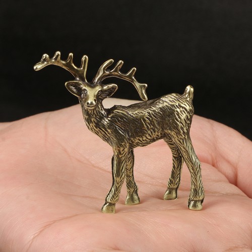 Solid Brass Elk Figurine Small Statue Home Ornament Figurines Collectibles - Bild 4 von 11
