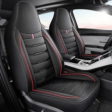 Front Set Car Seat Covers Fits 1984-1988 Pontiac Fiero Pu Leather Black Red Pipe Front Set Car Seat Covers Fits 1984-1988 Pontiac Fiero Pu Leather Black Red Pipe