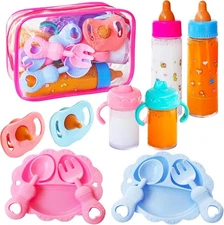 13 Pcs Baby Doll Accessories Magic Bottle Set,Pretend Play Feeding Toy Set with 