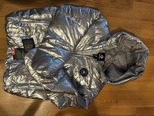Converse All Star Girls Silver Metallic XL Puffer Coat