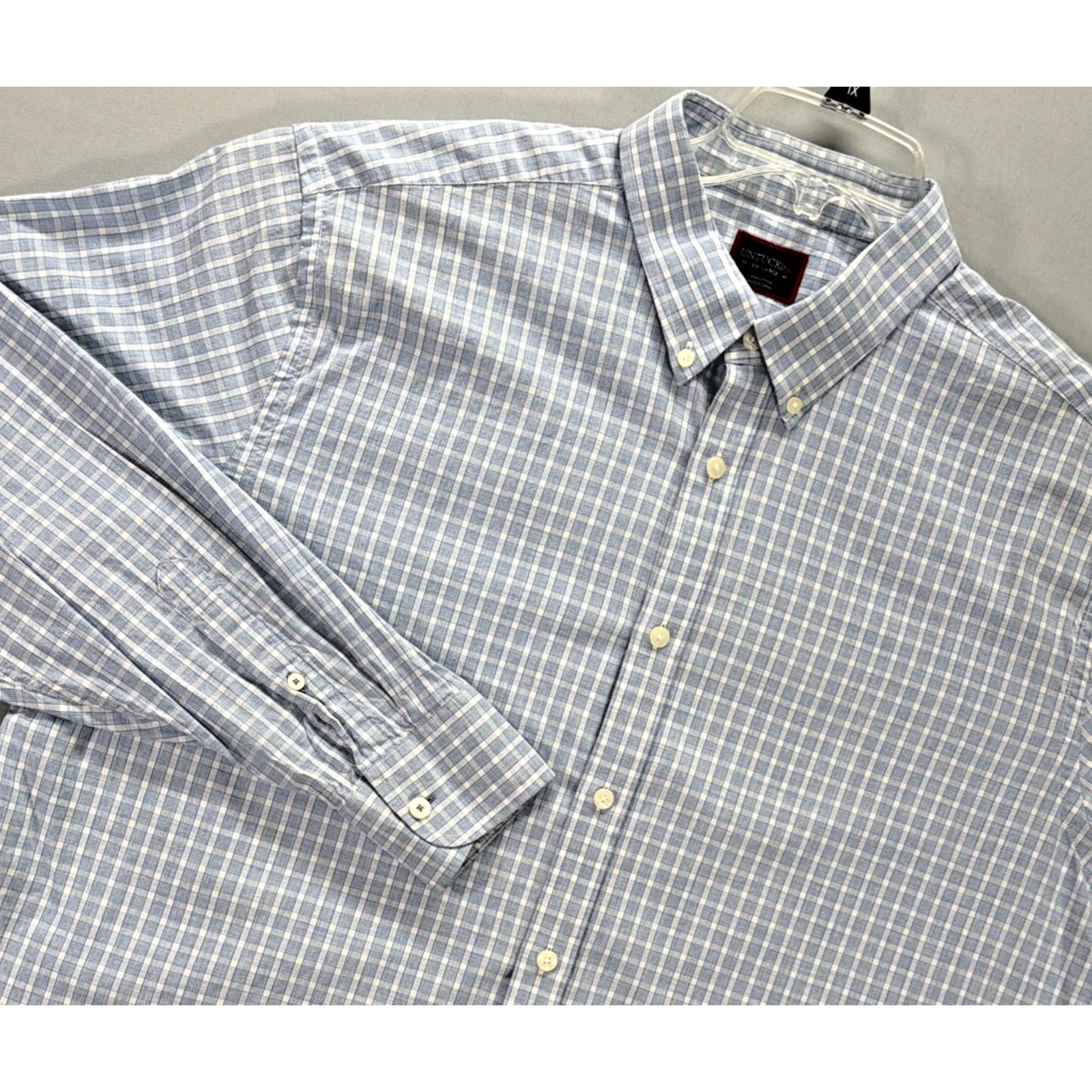 UNTUCKit Long Sleeve Button Up Shirt Men’s 2XL Blue Check 100% Cotton