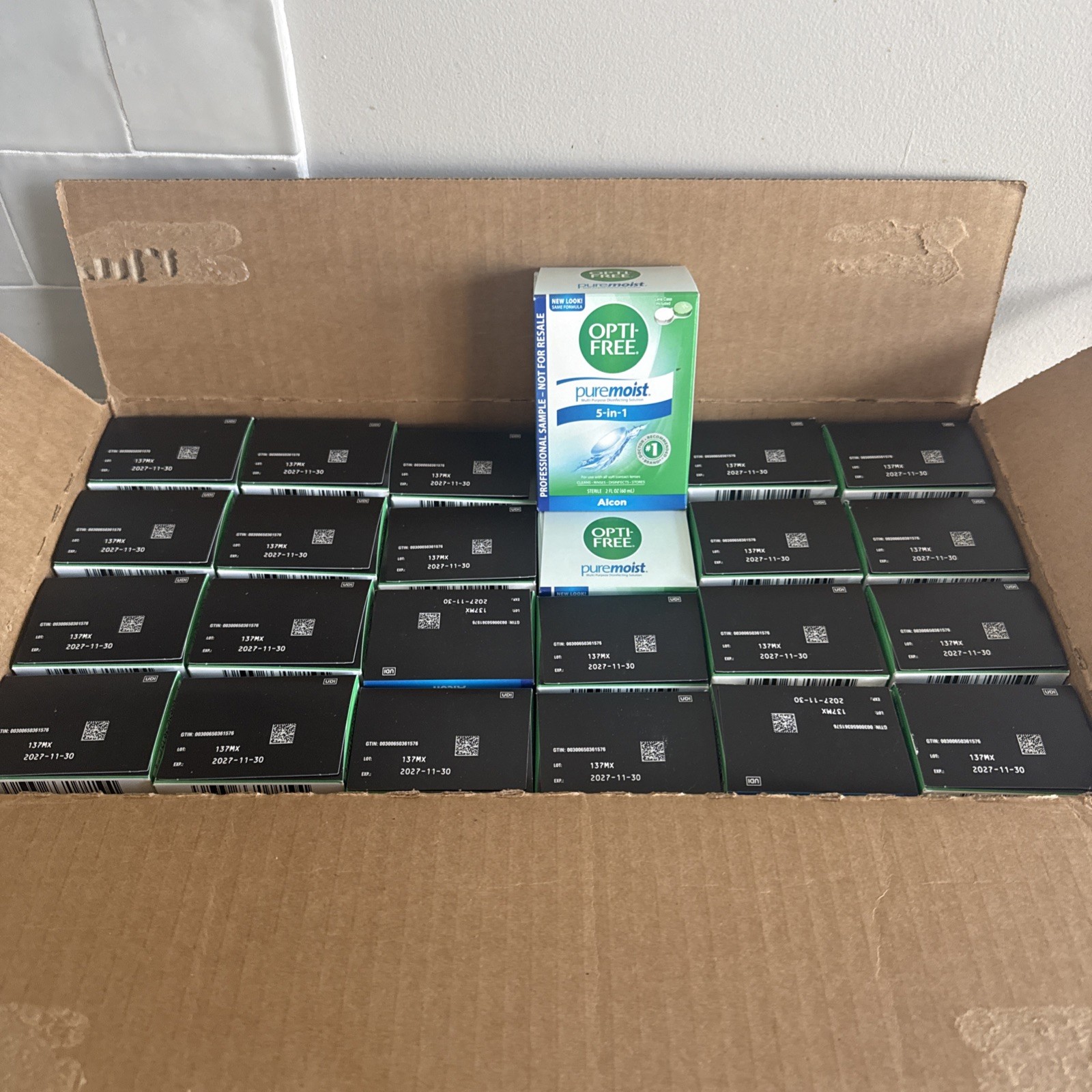 Lot Of 24 Alcon Opti-Free Pure Moist Contact Lens Solution 5 In 1, 2oz Exp 11/27