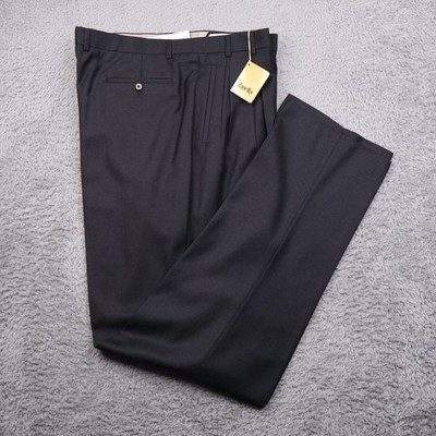 NWT Zanella Jesse Mens Dress Pants 42x39 Navy Textured Wool Pleated Trousers