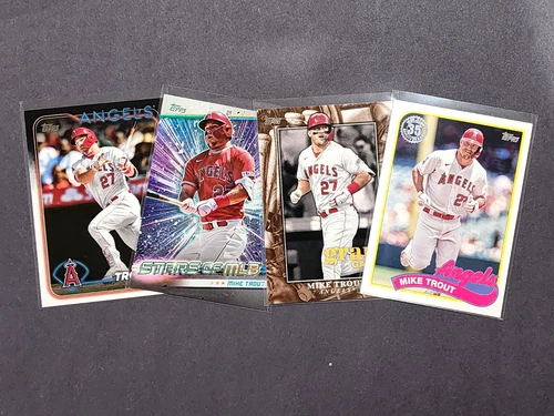Mike Trout 2024 Topps '89 Topps #89B-70 + Grand Gamers #GOG-20 + More (4 Card)