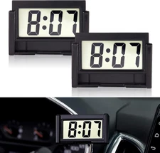 Small Digital Car Dashboard Clock Battery Operated Big Clear LCD Time Display wi