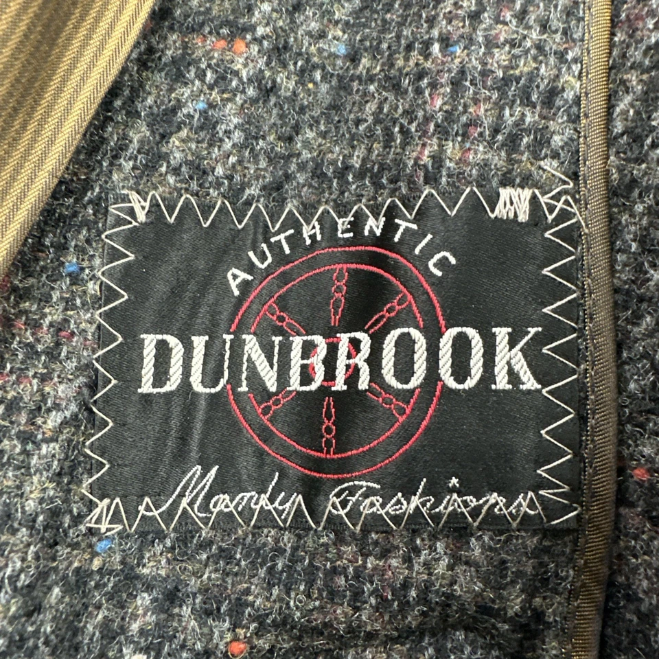 Vtg Dunbrook Tweed Overcoat 48R Men Houndstooth Plaid Donegal Flecked Wool USA - Image 3 of 4
