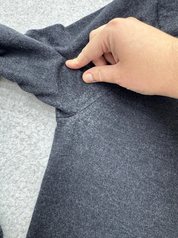 J Crew Sweater Mens Large Gray Merino Wool Half Zip Pullover Lightweight Casual - Image 2 of 4