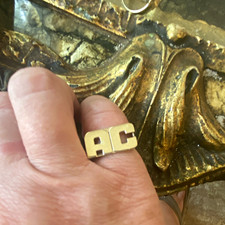 10kt gold  AC Initial Signet Band Ring Rectan...
