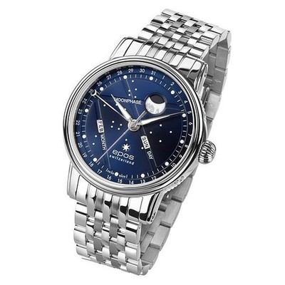 3439SSM Epos North Star Automatic Moonphase Blue Dial Men's Watch Swiss Made