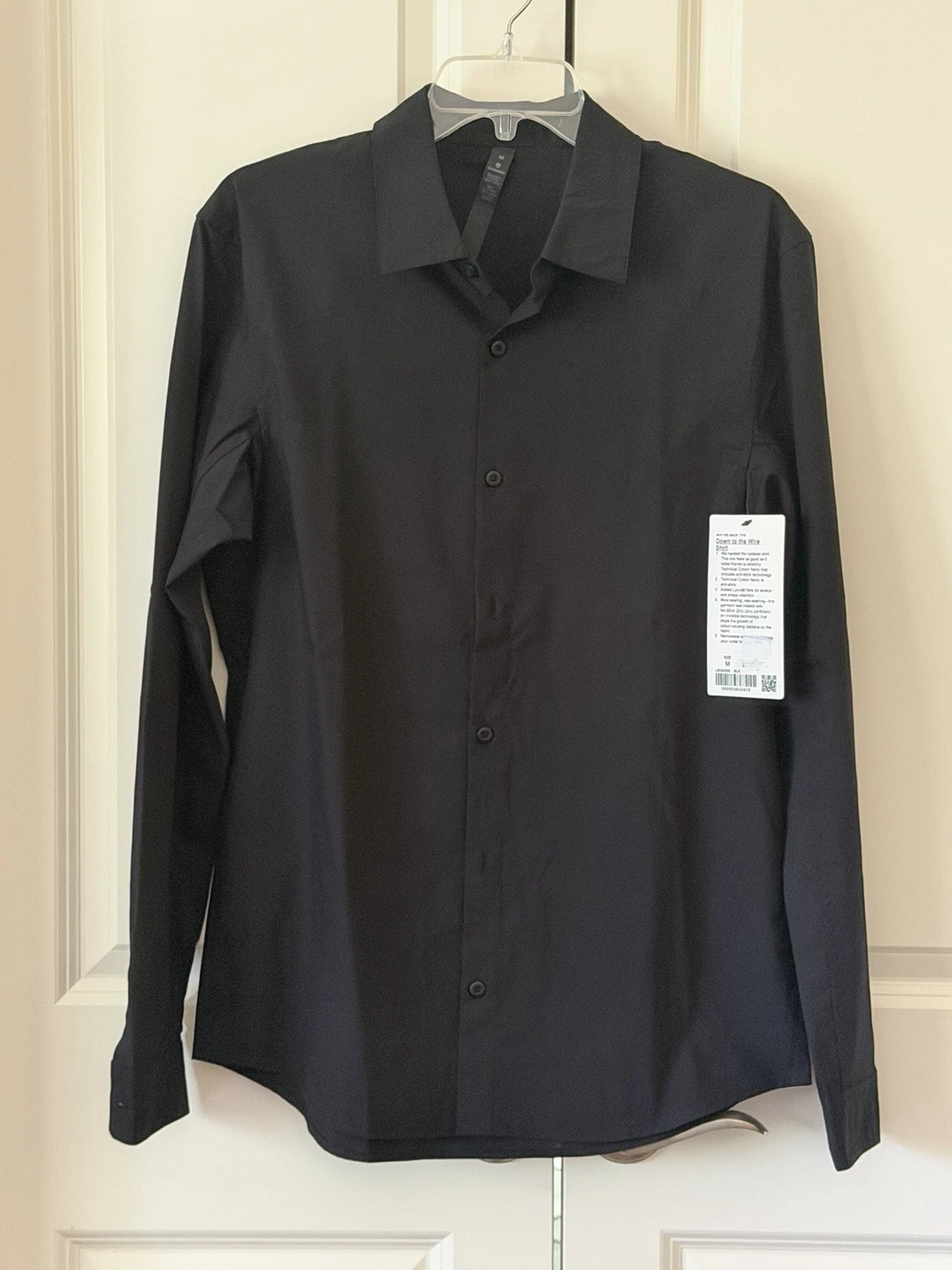 NWT Lululemon Down To The Wire Long Sleeve Shirt Mens Sz M Black Cotton Blend