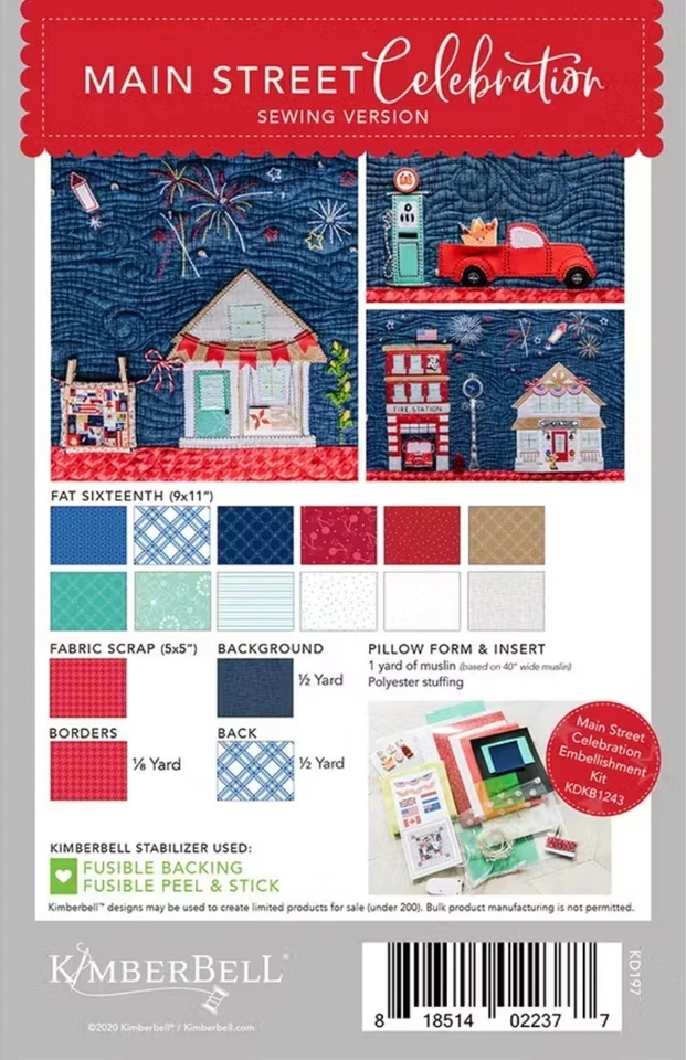 KimberBell Main Street Celebration Bench Pillow Sewing Pattern -Brand New!! - Image 2 of 2