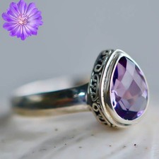 African Amethyst Gemstone 925 Sterling Silver Handmade Jewelry Ring Gift For