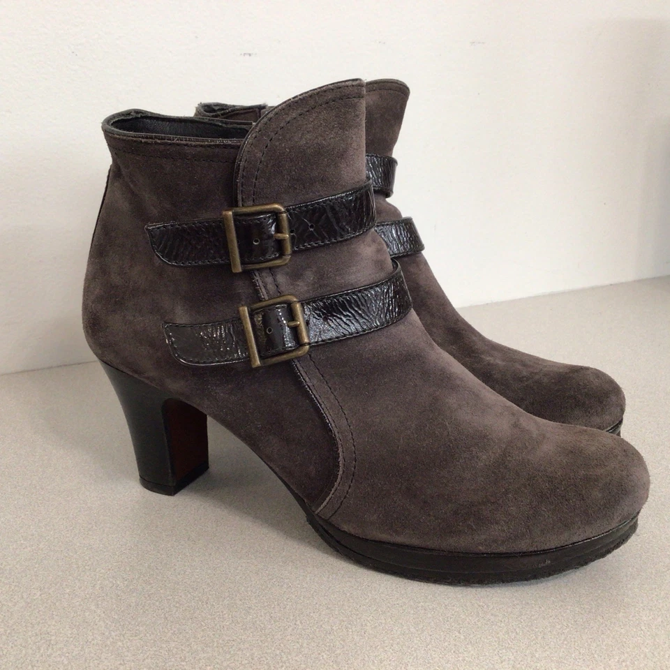 Botines CHIE MIHARA Gris Grafito Gamuza Cuero Negro Hebilla Correas Talla 39  Foto 3 de 4