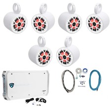 6 Rockville RKL65MBW 6.5" 700w Marine Wakeboard LED Speakers Amplifier Amp Kit