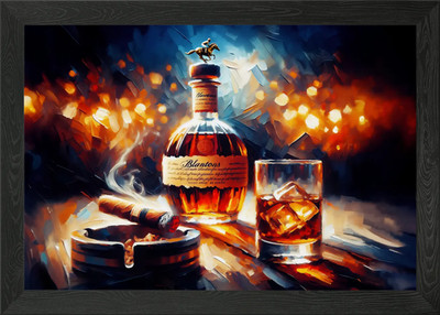 Whisky (Blantons) und Zigarre noch gerahmtes Wandbild Poster Leinwanddruck Bild