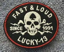 LUCKY 13 3x3 Embroidered Morale Patch Hook Backing Brand New