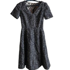 DOLCE & GABBANA Women's Tweed Dress, Size 42, Leopard Print Short Sleeves U6991