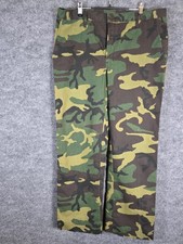Woodland Camo Pants Mens Large Made in USA Poly Cotton Military Workwear Hunting