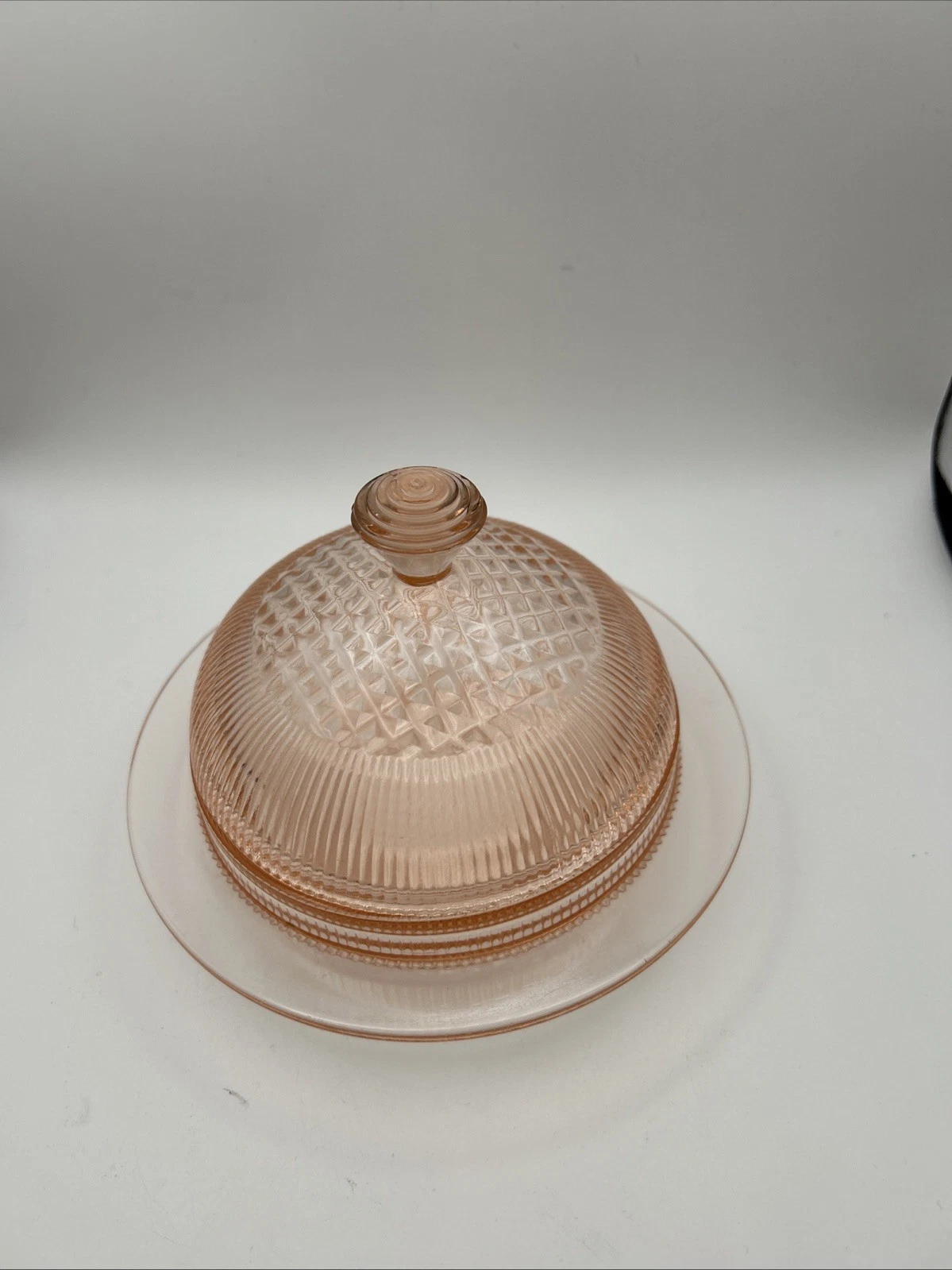 Vintage Depression Indiana Glass Lidded Pink Dish
