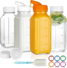 4 Pack 16 OZ Glass Milk Bottles with Lids