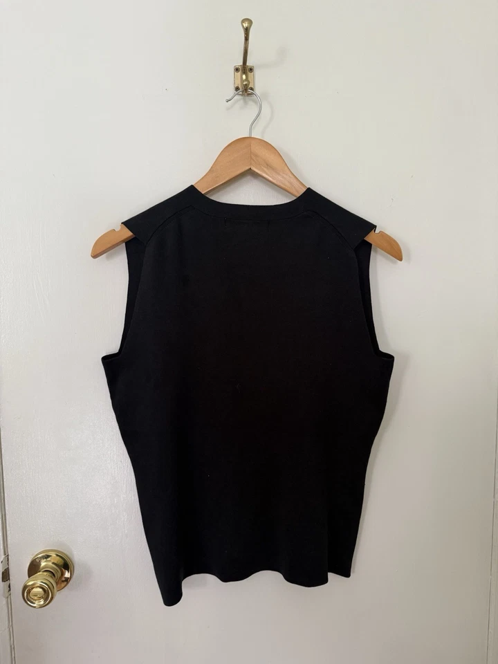 Top Brooks Brothers mezcla de seda negro sin mangas L Foto 2 de 4