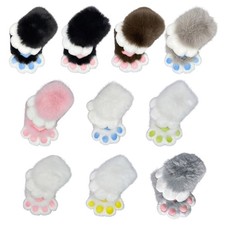 Plush Furry Cats Paws Gloves with Claws Animal Foxes Paws Mittens Fursuit Paws