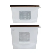 7Penn Silicone Food Storage Bag 500mL and 1000mL - 2pk Clear Reusable Food Bags