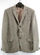 Vintage Harris Tweed Wool Blazer Men  s 44R Brown Houndstooth Made in England