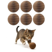 Lot de 6 balles en carton pour chat avec clochette - Jouet interactif pour ch...