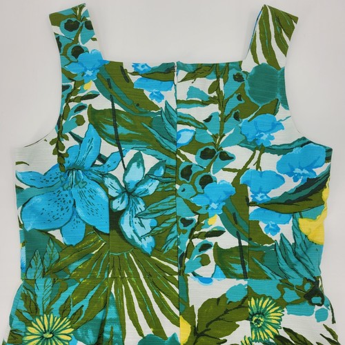 Talbots Dress Size 10 Teal Green Floral Sleeveless Sheath Classic Front Pleat - Picture 8 of 17