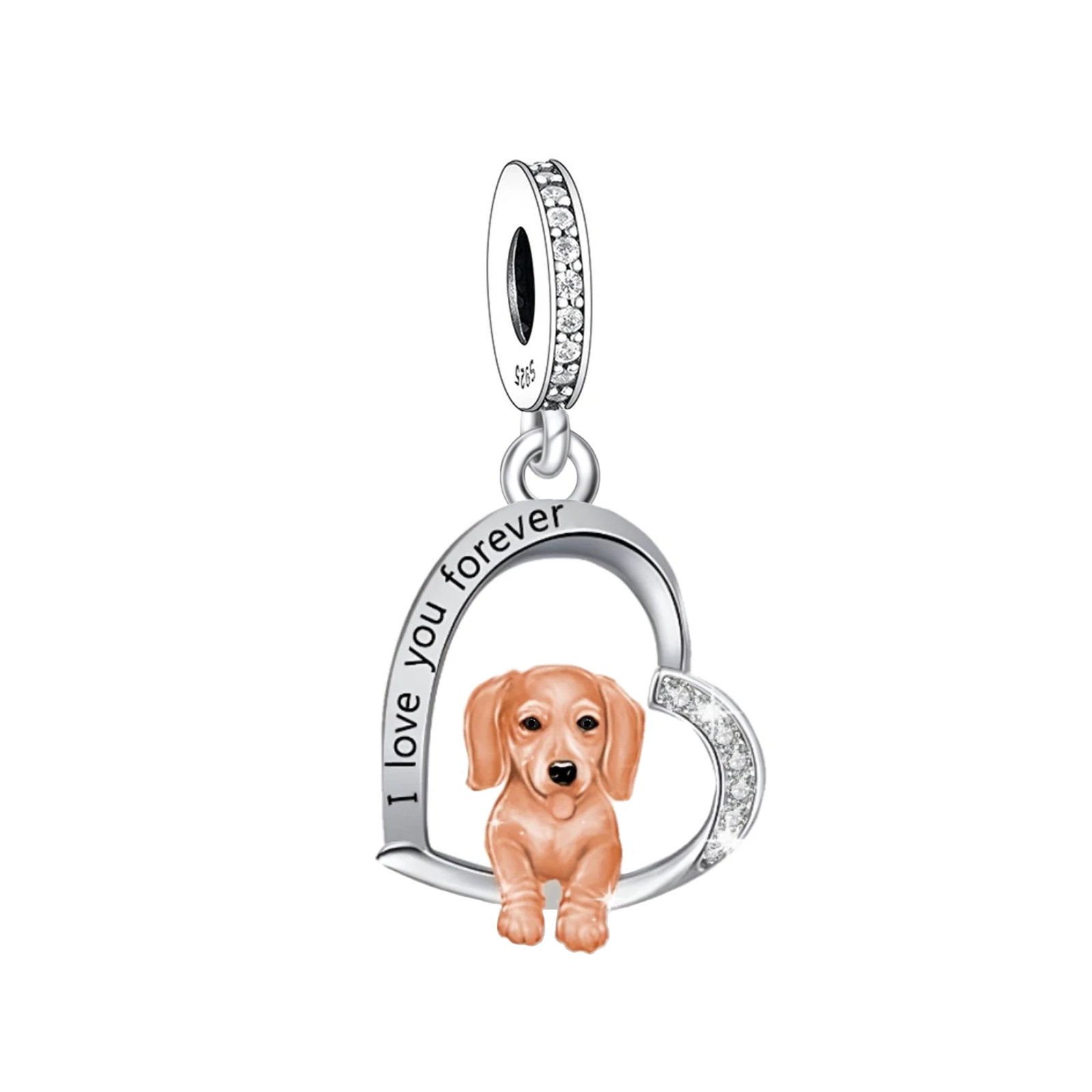 Sausage Dog Charm For Bracelet, Dachshund Dog Charm, Dog Heart Charm eBay