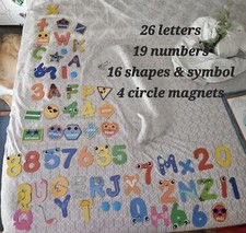 Huge Assorted Lot Of 65 Learning Magnets Alphabet Letters Shapes Numbers