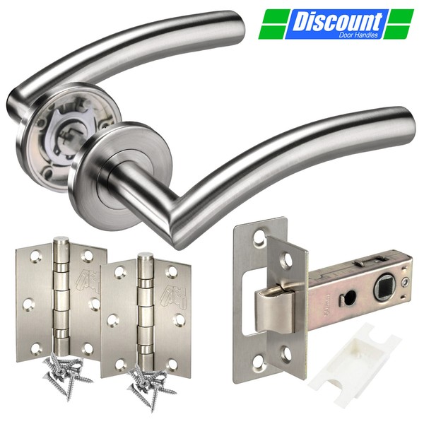 Modern Door Handle Pack With Curved Lever Slimline Door Handles Ebay