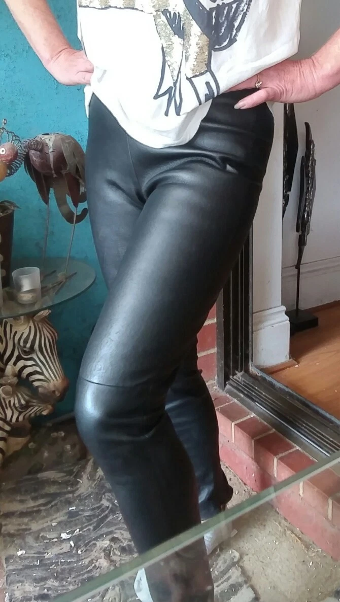 Zara 100% Real Leather Pants Leggings Sz S Au 8-10