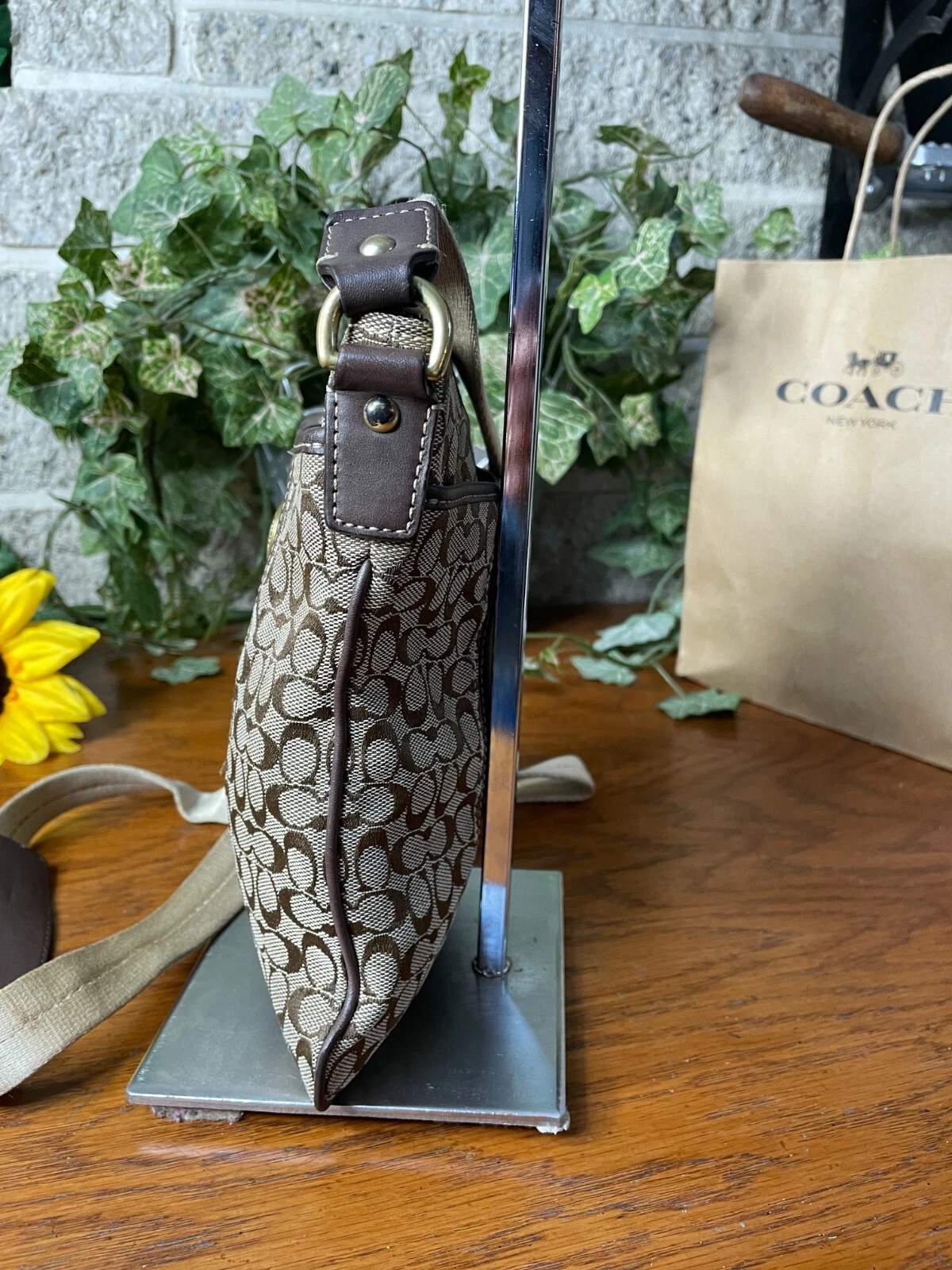 BORSA A TRACOLLA COACH SIGNATURE STRIPE SWINGPACK KAKI BORSA A TRACOLLA BORSETTA