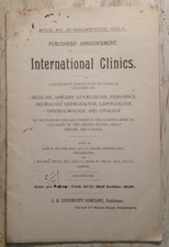 1891 International Clinics Quarterly Medical Science & Surgery Lectures