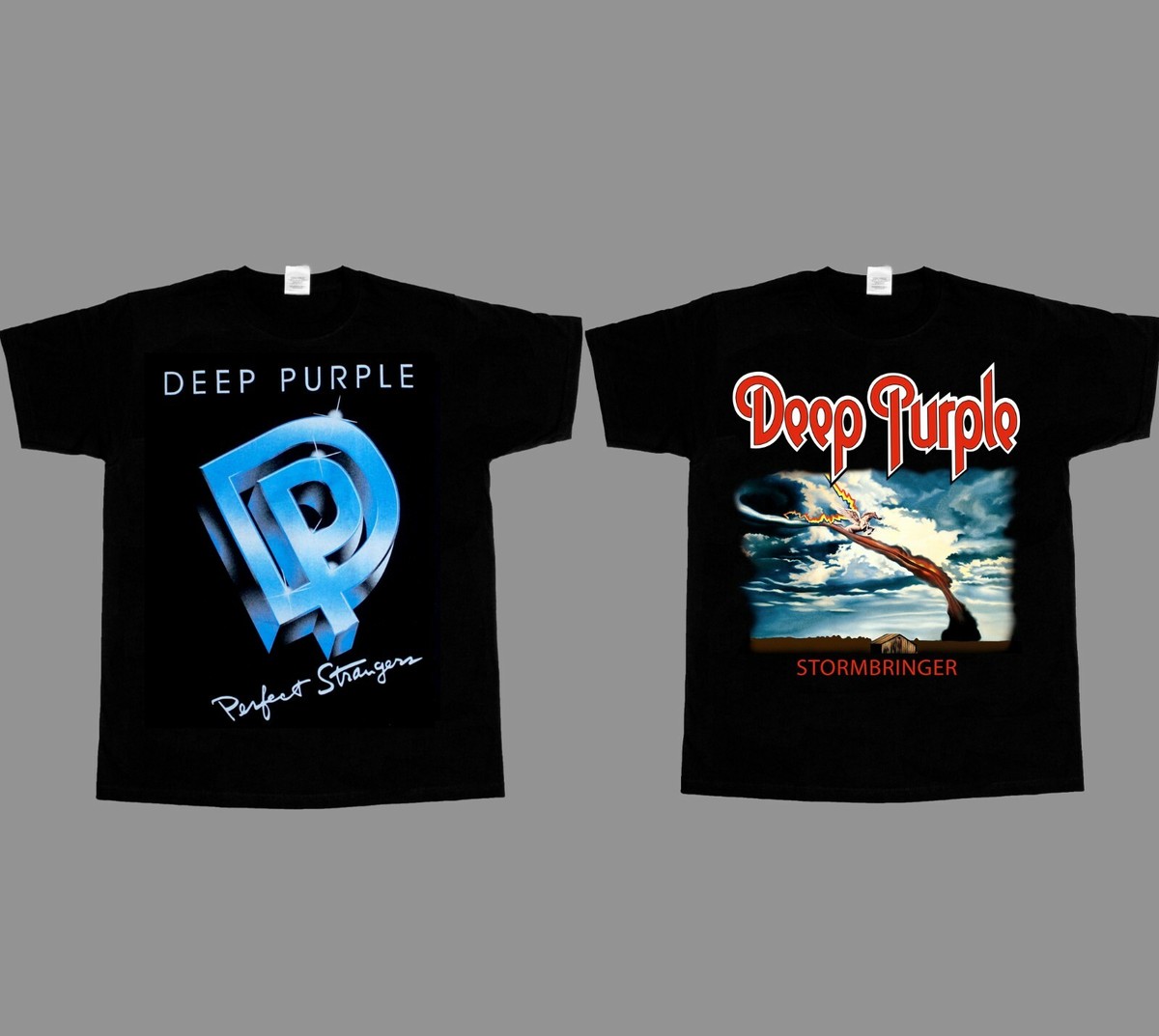 DEEP PURPLE PERFECT STRANGERS STORMBRINGER NEW BLACK T-SHIRT