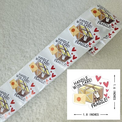 500pcs/roll Fragile Sticker Labels for Shipping Handle with Care Box Design